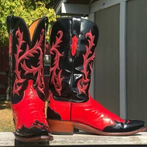 Lucchese Black and Red Heeled Boots